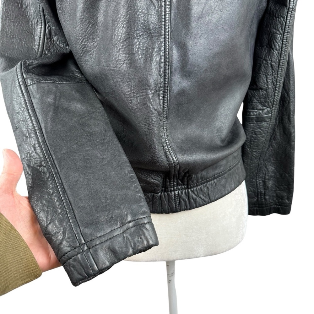 Lucky Brand Ana 100% Lamb Leather Jacket Moto Full Zip Womens Size XS Bomber - Picture 8 of 16